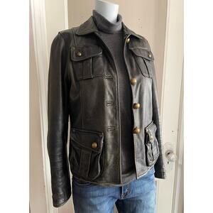BARONE Firenze Vera Pelle Black Distressed Leather Jacket sz M
